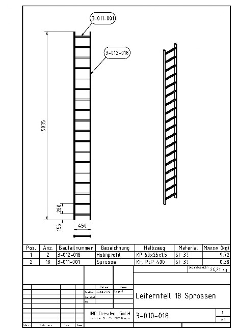 ID 4-010-018 Leiternteil 18 Sprossen