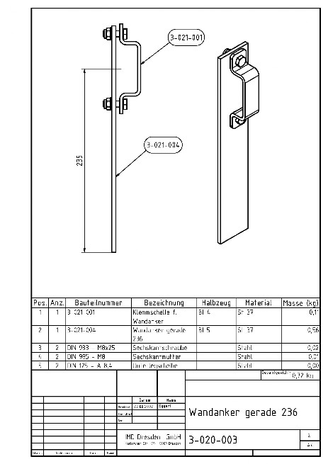 ID 4-020-003 Wandanker gerade